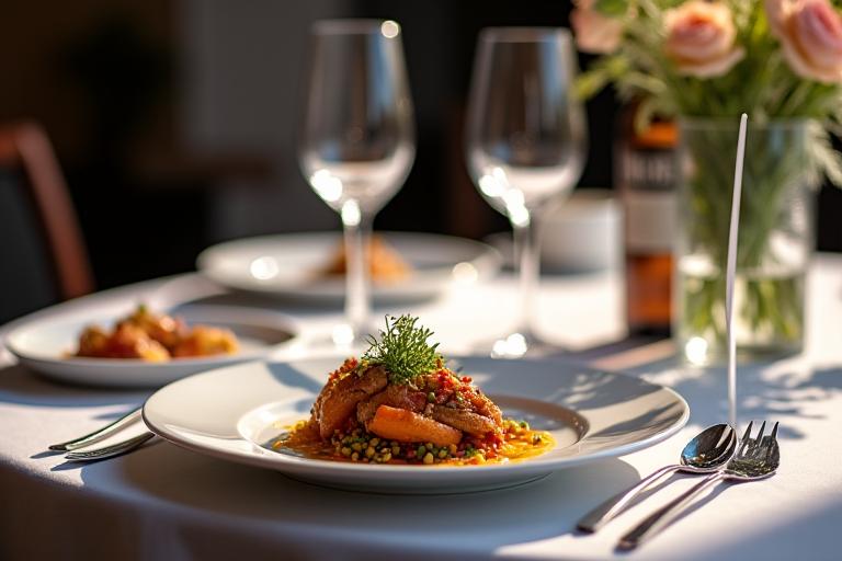 Tavola apparecchiata per una cena fine dining